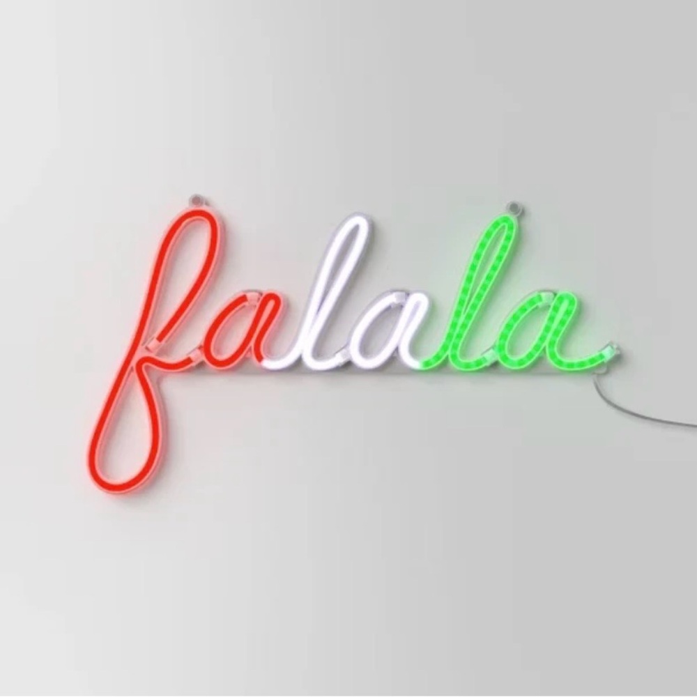 Wondershop LED Christmas Fa La La  Hanging Sign Neon Look Red & Green Light 10”